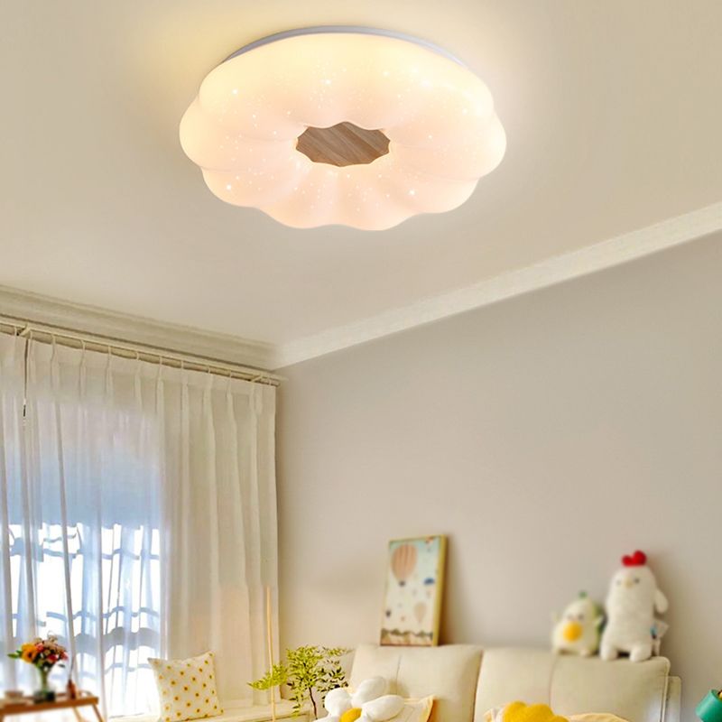 LED Ceiling Light Wooden Ceiling Mount Light with Acrylic Shade for Living Room