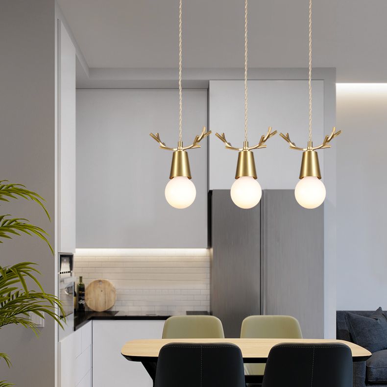 Antlers Metal Pendant Lighting Nordic Style Brass Down Lighting Pendant for Dinning Room