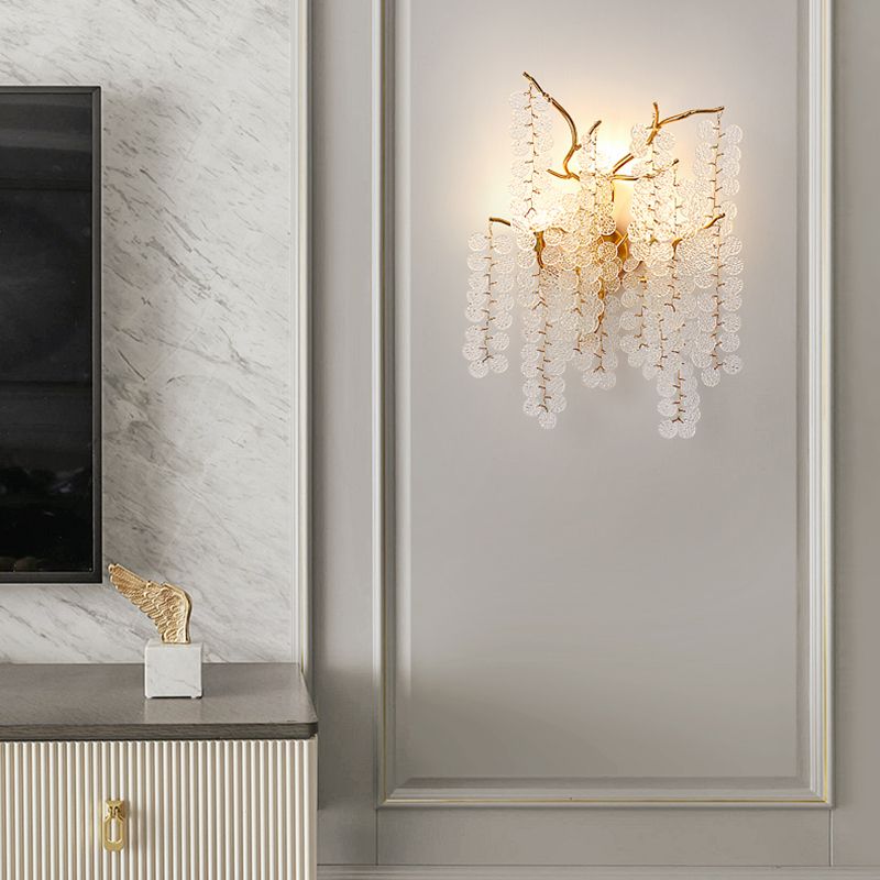 Glass Unique Shape Wall Lighting Modern Style 3 Lights Wall Light Sconce in Gold