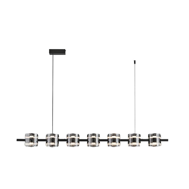 Black Hanging Light Contemporary Island Lighting with Glass Shade for Kitchen