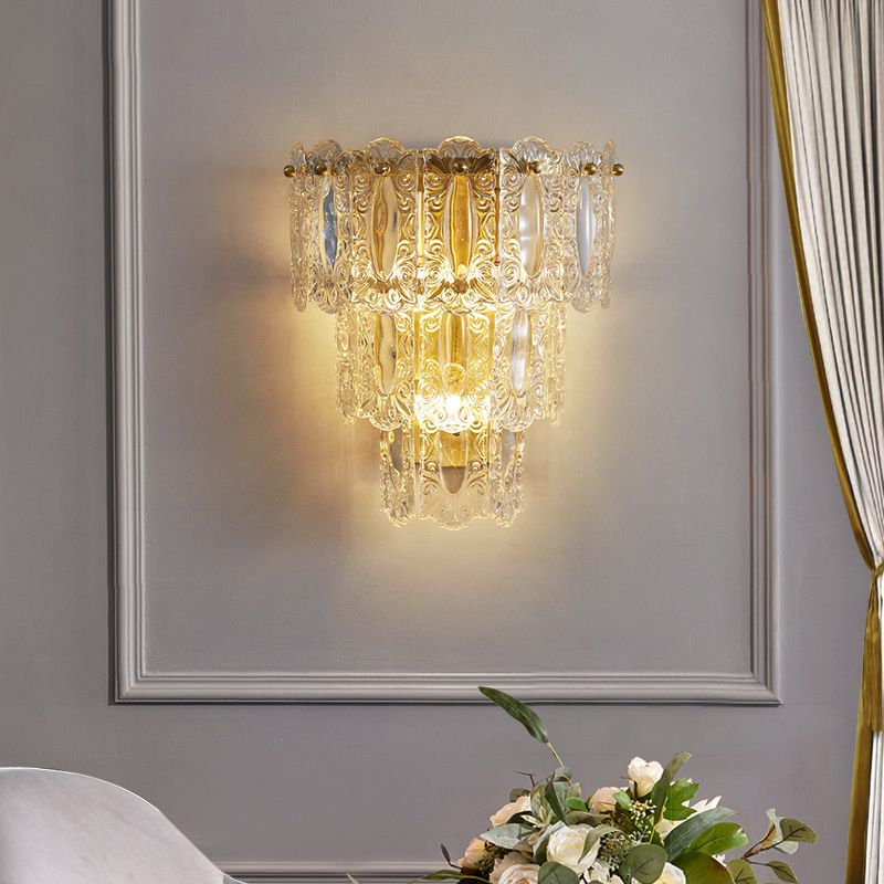 Multiple-Light Geometric Wall Light Fixture Modern Crystal Wall Sconce Light