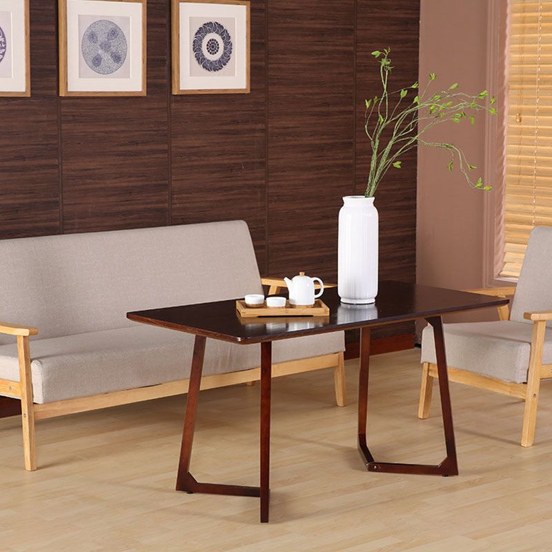 Solid Wood Sled Coffee Table in Oak/Brown, Modern Round/Rectangle Table