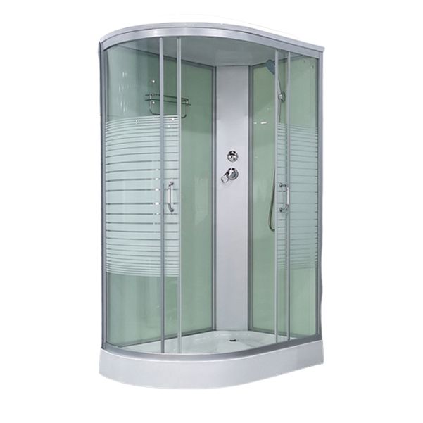 Round Shower Stall Double Sliding Shower Stall with Base Kit