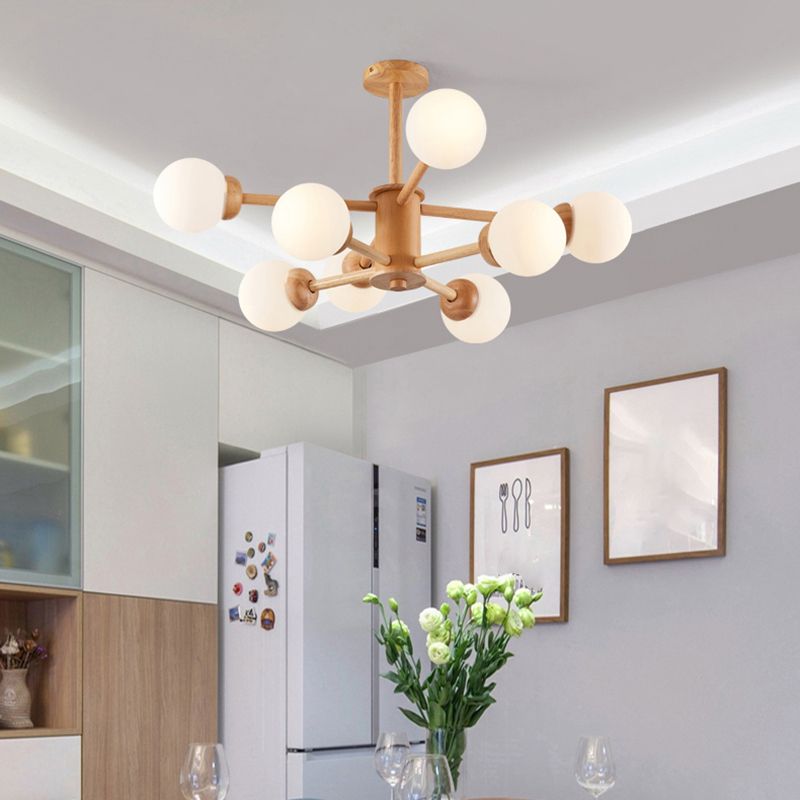Hölzerne Kronleuchterdecke hängende Leuchte mit einstellbarem Federdraht