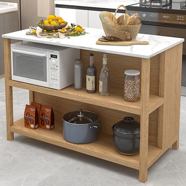 Traditional Stationary Kitchen Island Set Wood Rectangular Island Table for Home Use