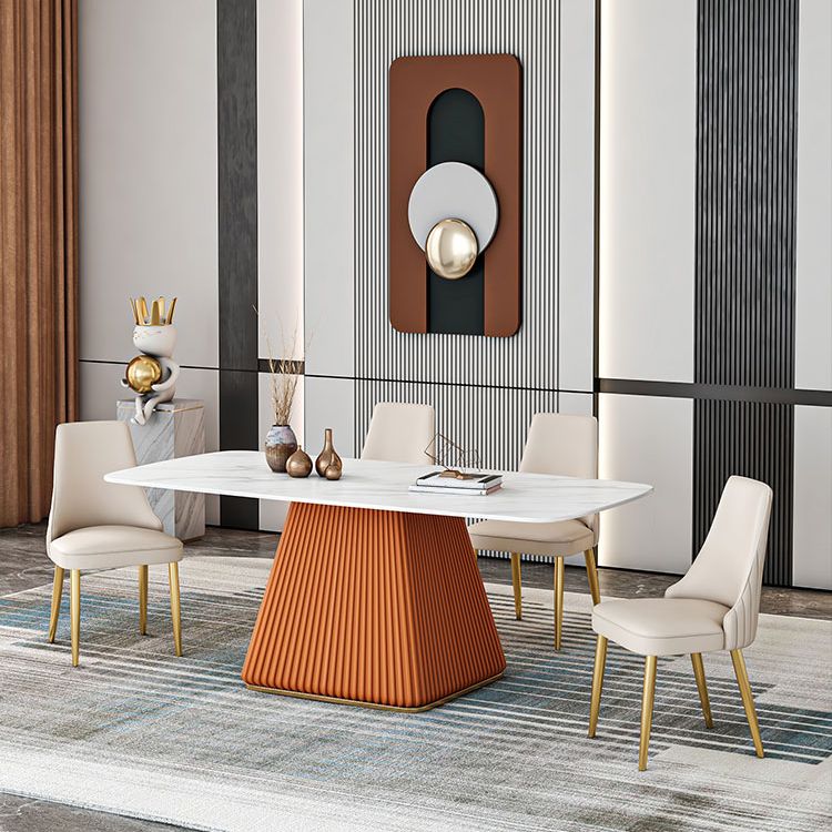 Mesa de comedor de piedra sinterizada Mesa de comedor tradicional de lujo con base de pedestal