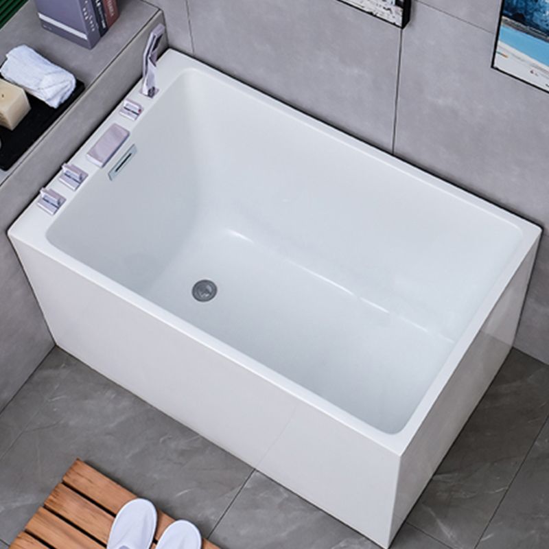 White Back to Wall Soaking Bathtub Contemporary Rectangular Acrylic Bath Tub