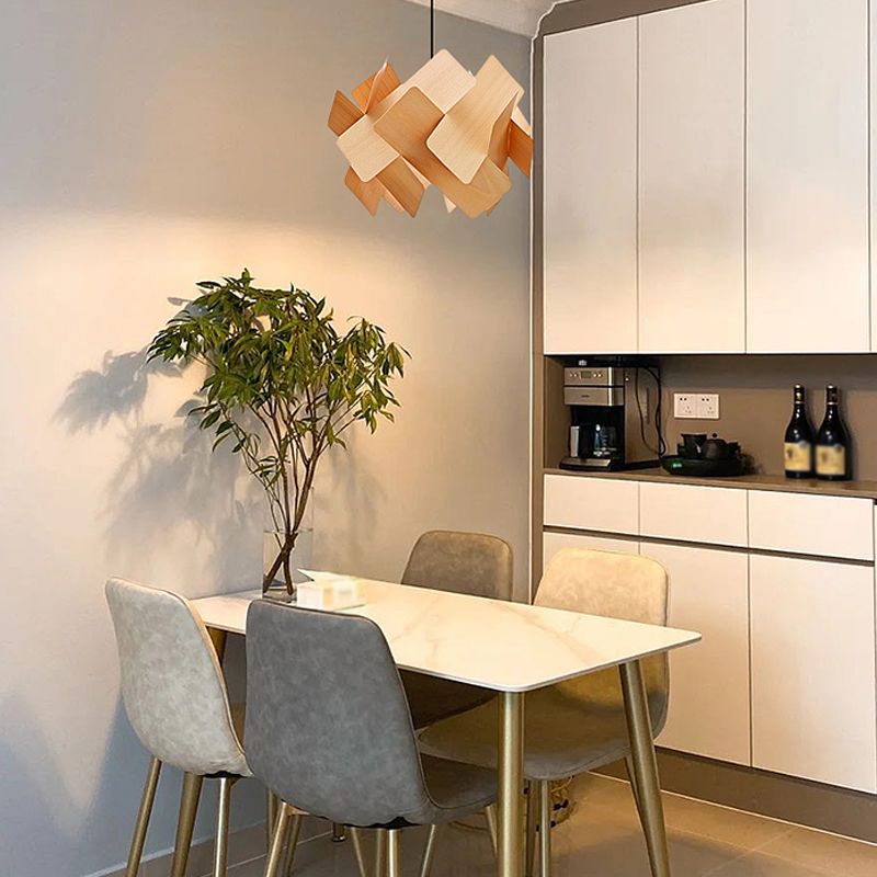 Forme de géométrie Lampe suspendue en faux bois 1