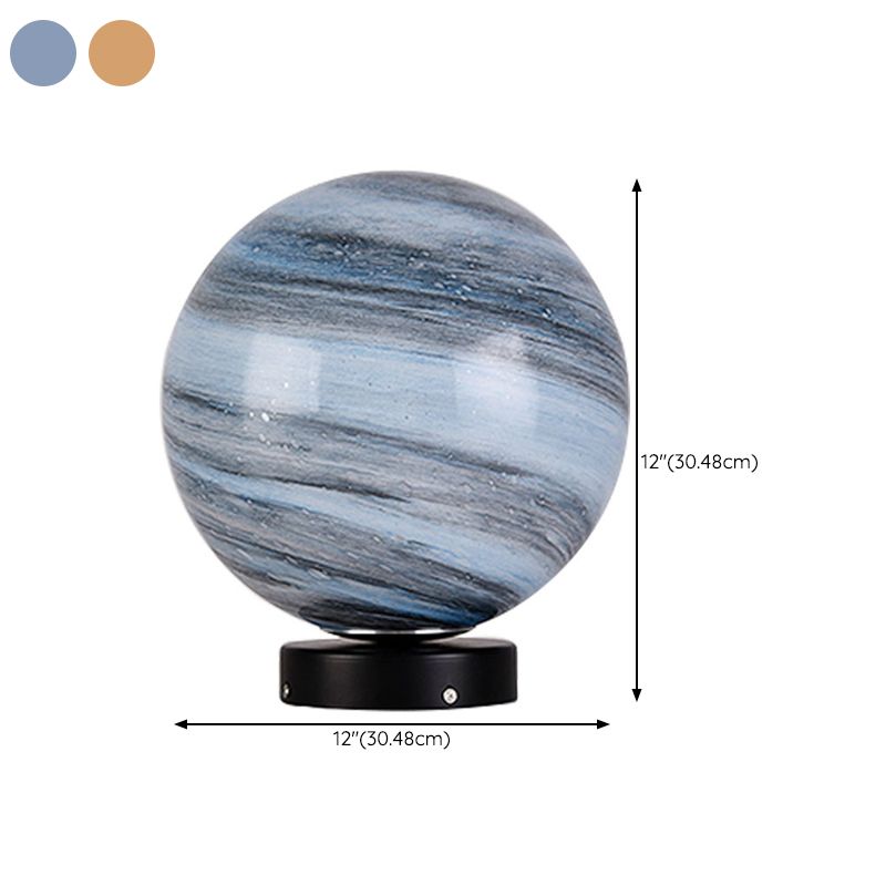 Glass Ball Shape Outdoor Lights Modern Style 1 Light Solar Pillar Lamp