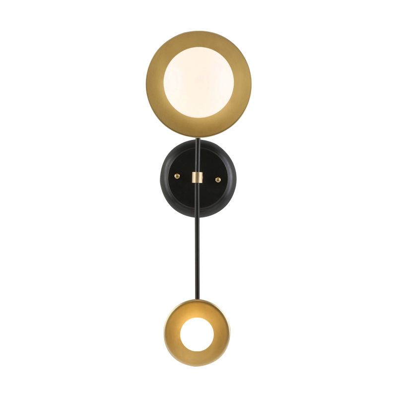 Metal Open Bulb Wall Light Fixture Retro 2-Light Living Room Wall Lamp in Black-Gold