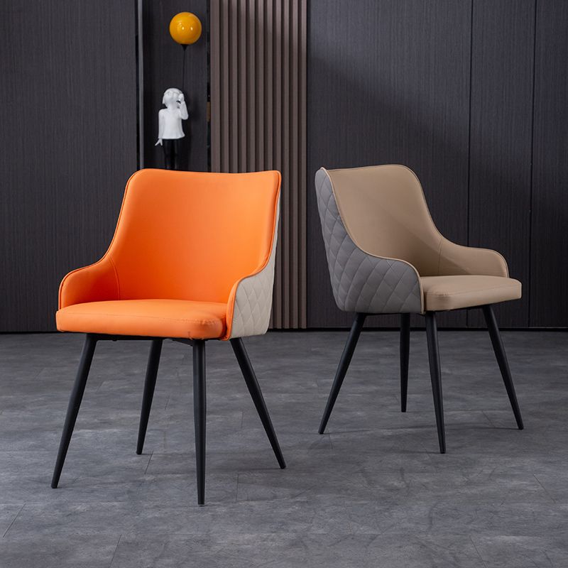 Chaises de salle à manger contemporaines en métal, chaises de salle à manger en Faux cuir pour usage domestique