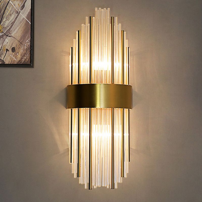 Sconce da muro scintillanti a 2 luci in moderna lampada a parete di rame in stile lusso con tonalità di cristallo
