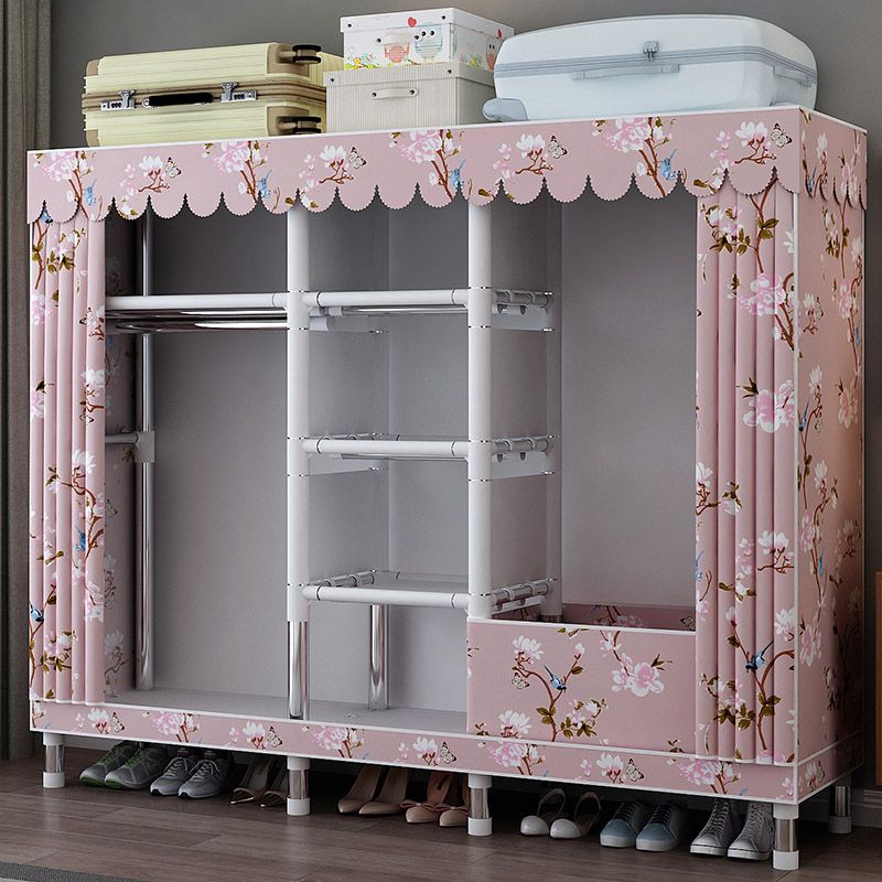 Matte Finish Wardrobe with Metal Legs Modern Bedroom Storage Cabinet