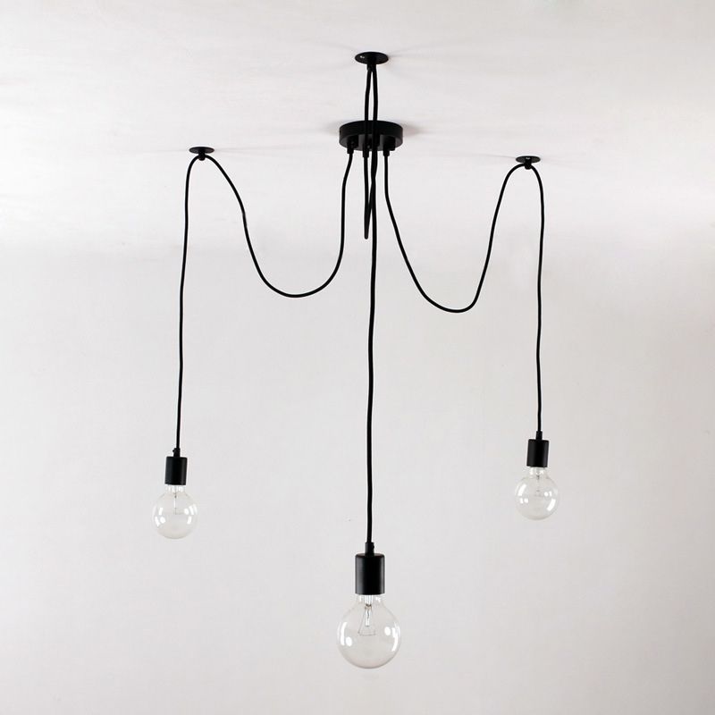 Industrielle schwarze Spinne hängend hängendes Licht, Metallheizlicht mit langem Seil für Innenräume