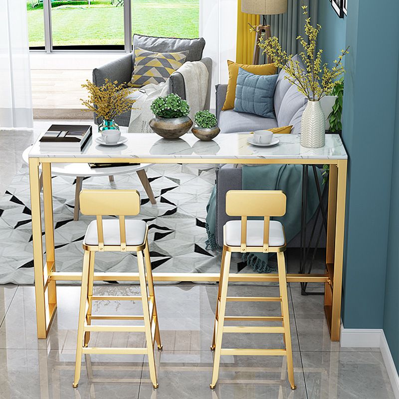 Glam Bar-height Table Faux Marble and White Bar Table for Patio Use