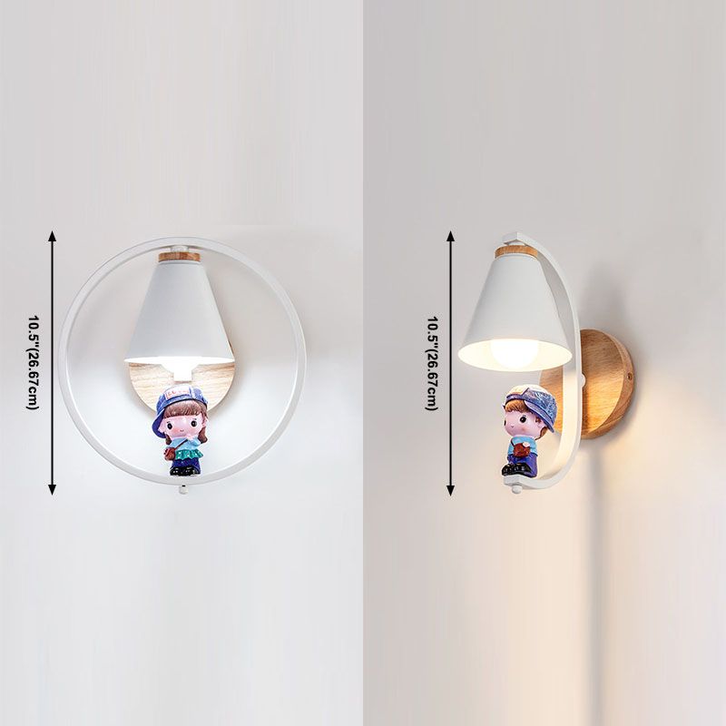 Lampada a parete conica Nordica Metal 1 testa da letto per bambini Montaggio montato sulla lettura con arredamento giocattolo