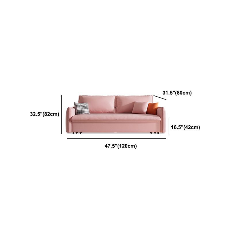 Faux Leather Stain Resistant Contemporary Couch Bed with 2 Pillows