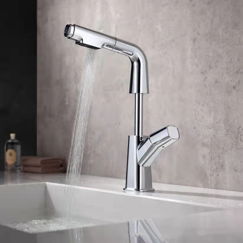 Modern Vessel Sink Faucet Solid Color Metal Centerset Faucet for Bathroom