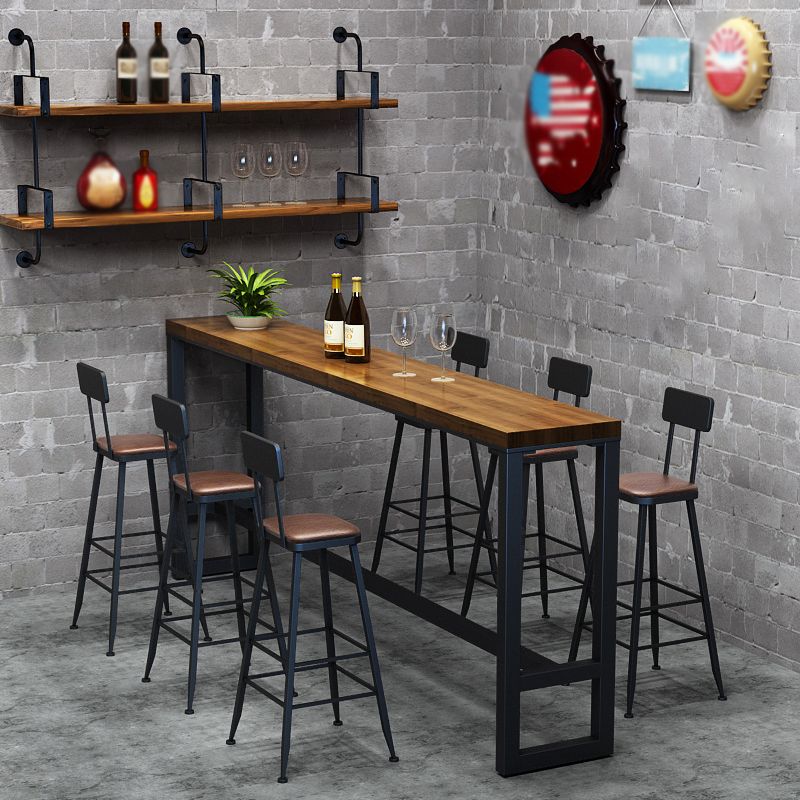 Taburete de bar industrial envejecido Bristol Taburete de bar de cuero con cojín
