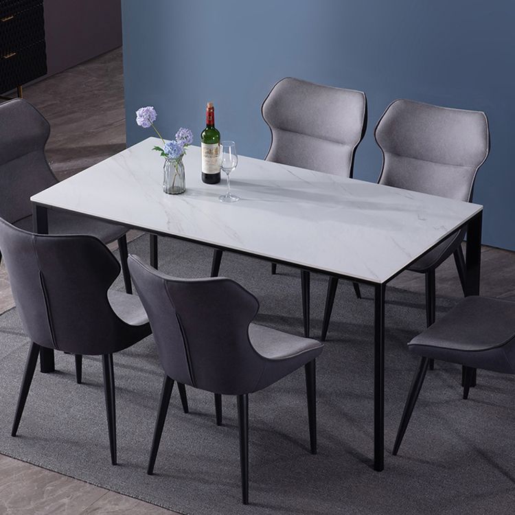 Gesinterde stenen eettafel industrieel zwart 4 poten basis rechthoektafel voor thuis