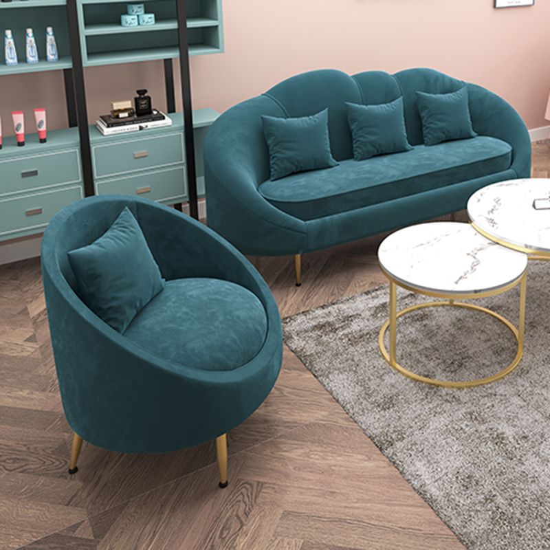 Velvet Slopped Arm Sofa Contemporary with Sewn Pillow Back for Apartment