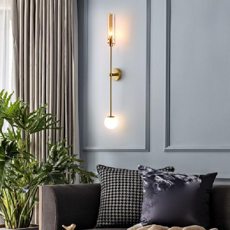 Contemporary Ball Shape Wall Light with Glass Shade for Living Room
