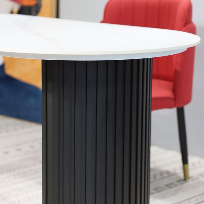 Mesa de comedor de comedor de doble pedestal de lujo muebles de comedor de piedra