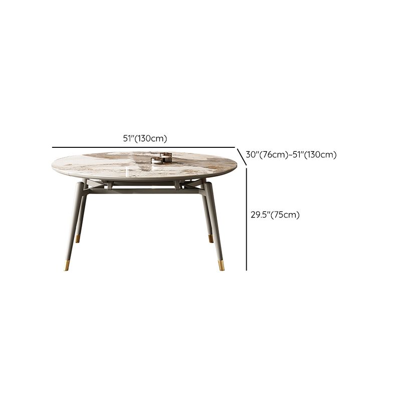 Modern Round Extendable Dining Table Wood Legs for Living Room