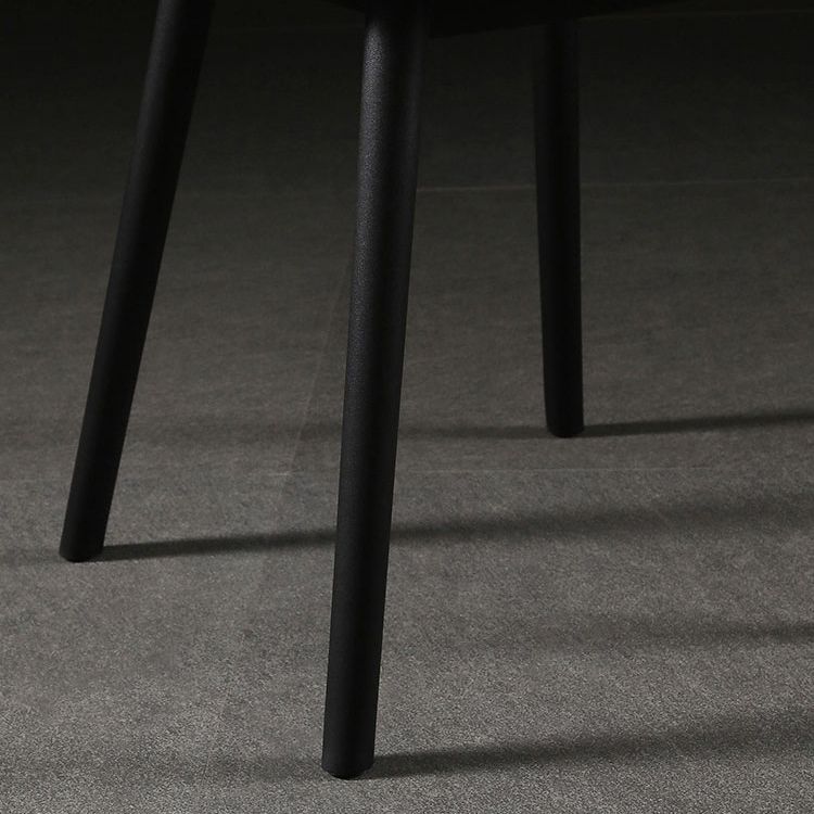 Slat Back Dining Side Chair Industrial Plastic Dining Arm Chair in Black Legs
