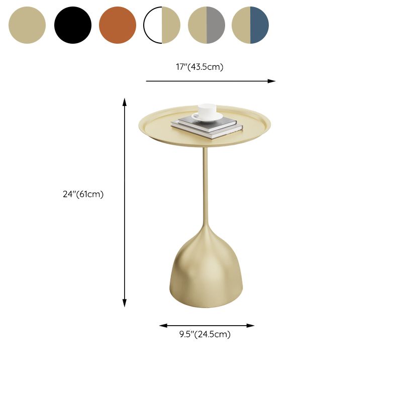Contemporary Side Table Metal Pedestal Tray Top End Table for Living Room
