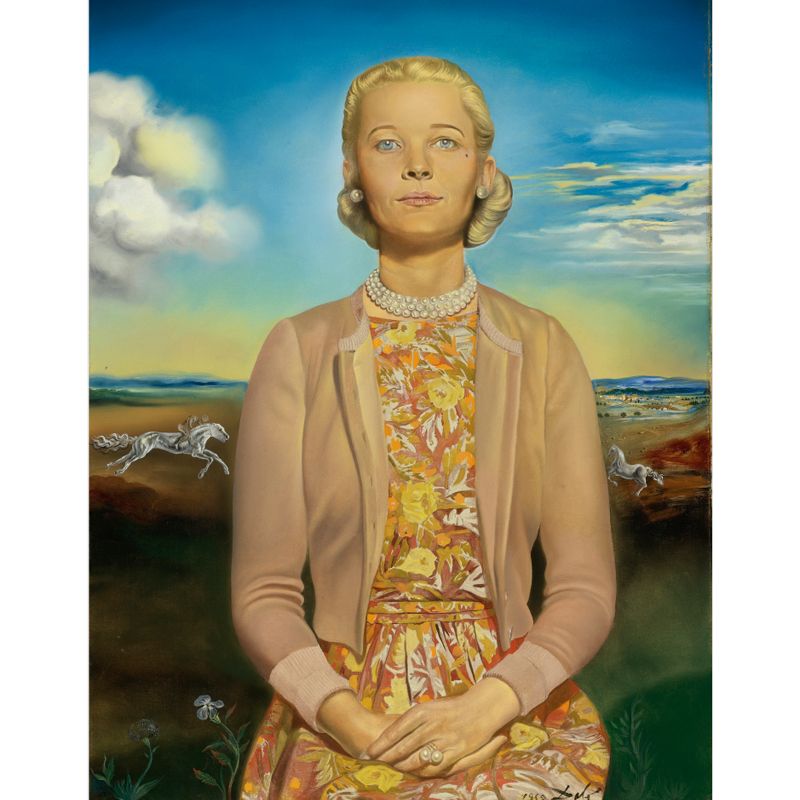 Yellow Surreal Mural Big Portrait of De Madame Winston Frederick Churchill Guest Wall Covering for Home