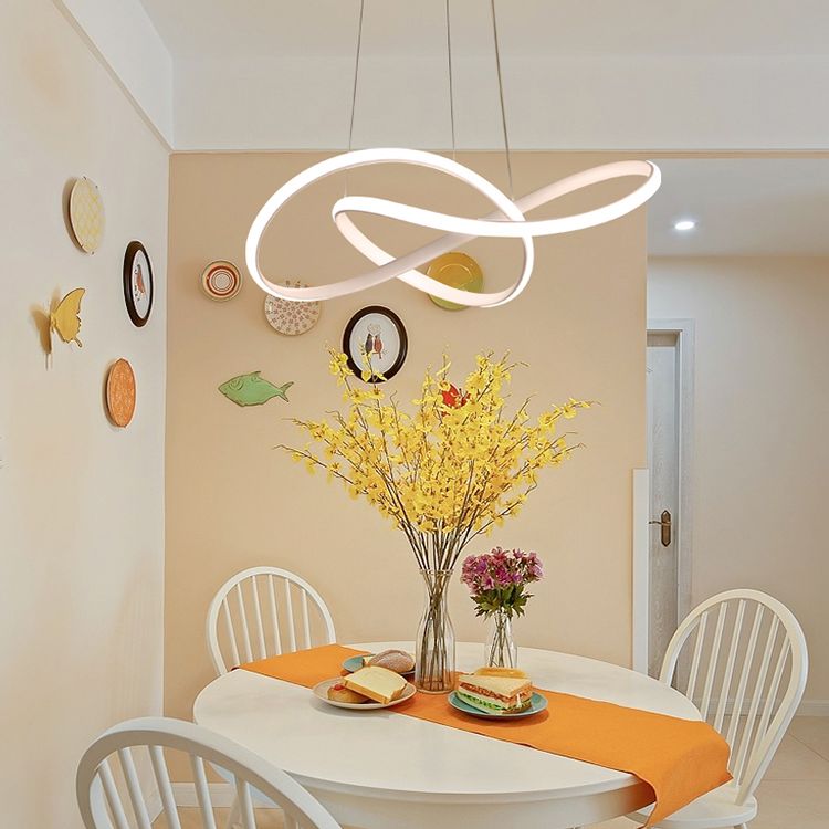 2 Color Optional Twisting Metal Pendant Lamp Simplicity LED Chandelier Light for Office