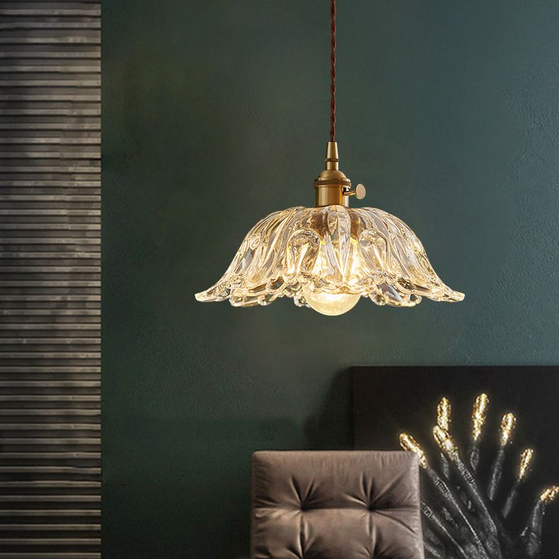 Flower Shape Shade Ceiling Pendant Lamp  Vintage Industrial  Clear Glass Indoor  Hanging Light
