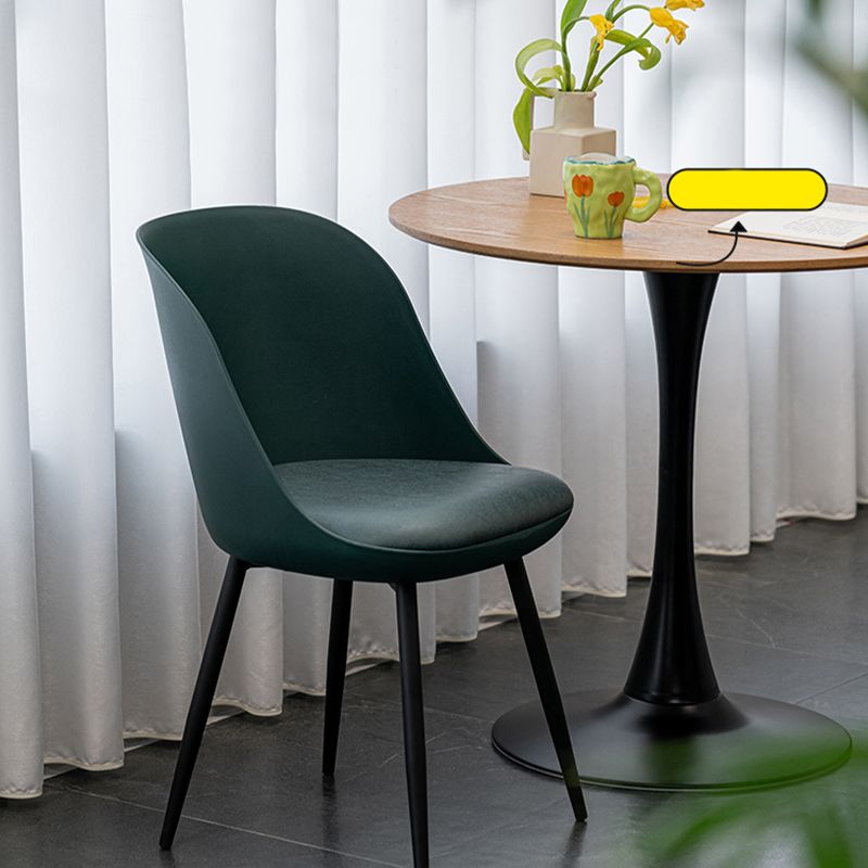 Contemporary Upholstered Dining Chairs Faux Leather and Metal Side Chair