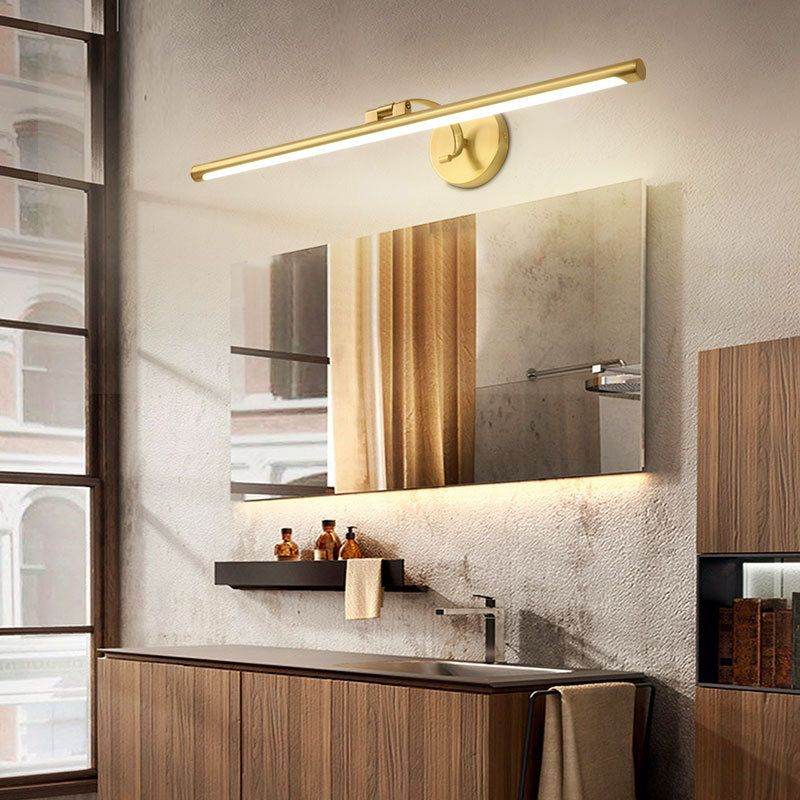 Retro Brass Mirror Cabinet Bathroom Wall Lights Metal Linear Shade LED Ambient Vanity Lighting