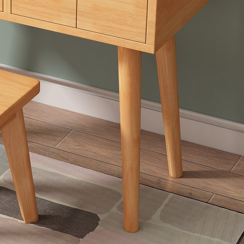 Flip Single Mirror Vanity Desk 3 Drawers Rubber Wood Dresser
