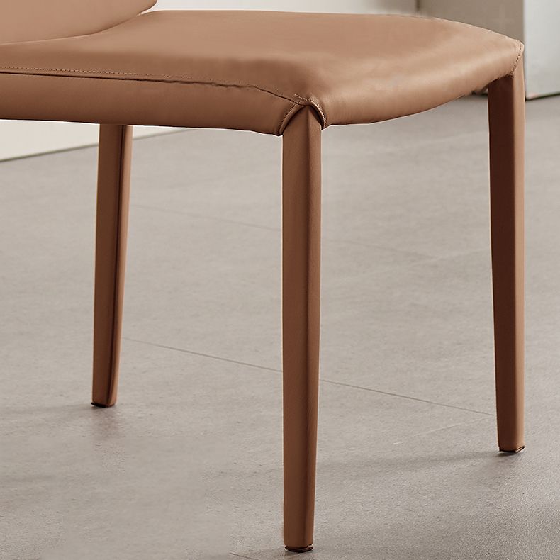 Silla lateral de cuero para el hogar, estilo diseñador, acabado mate, respaldo sólido, silla de comedor