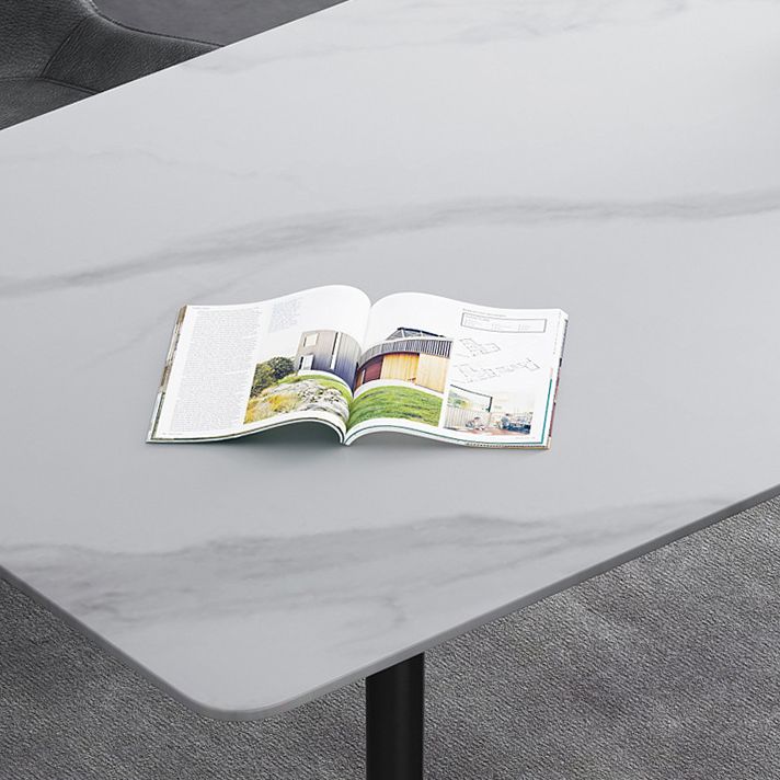 Industrial Rectangle Stone Table Standard Height Kitchen Table with 4 Legs