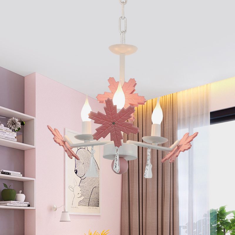 Kerze Kronleuchter helles Kinder klares Glas 3/6 Lichter grau/weiße Anhängerlampe mit K9 -Kristall- und Schneeflocken -Deco