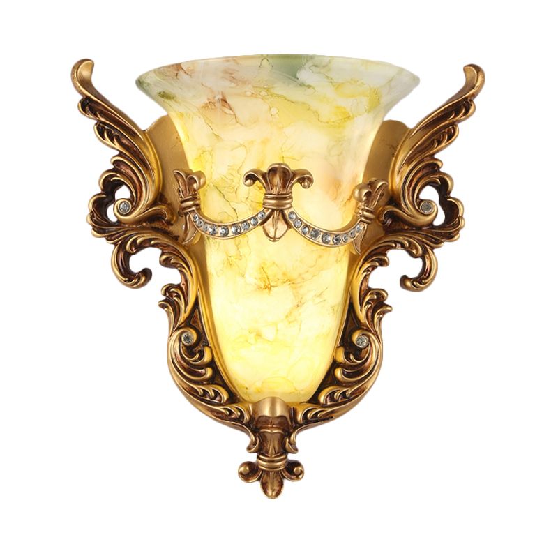 Retro Engel Flügelwandmontierte Lampe Einer Harz Gold Finish Leuchte Leuchte