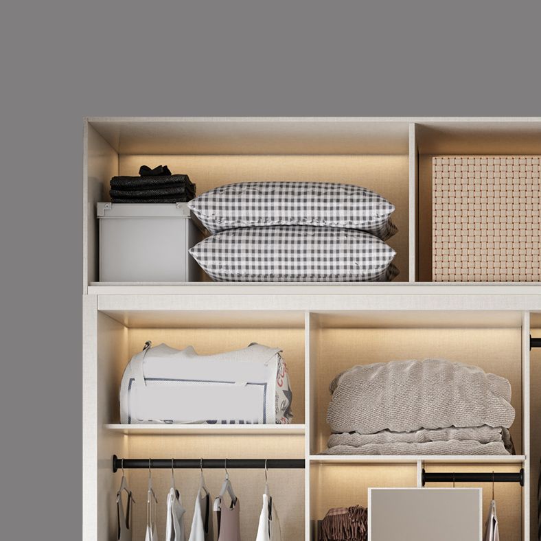 Engineered Wood Wardrobe Cabinet Modern Style Wardrobe Closet with Mirror