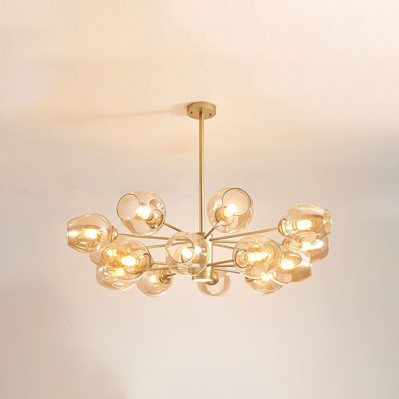 Cognac Farbglas Kronleuchter Beleuchtung Moderner Kronleuchter -Anhänger Licht für Wohnzimmer