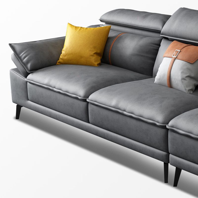 Grey Modern Adjustable Sofa & Chaise Pillow Top Arm Sectional