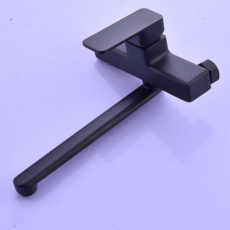 Contemporary Single Handle Kitchen Faucet Pull Down 2 Holds Bar Faucet in Black