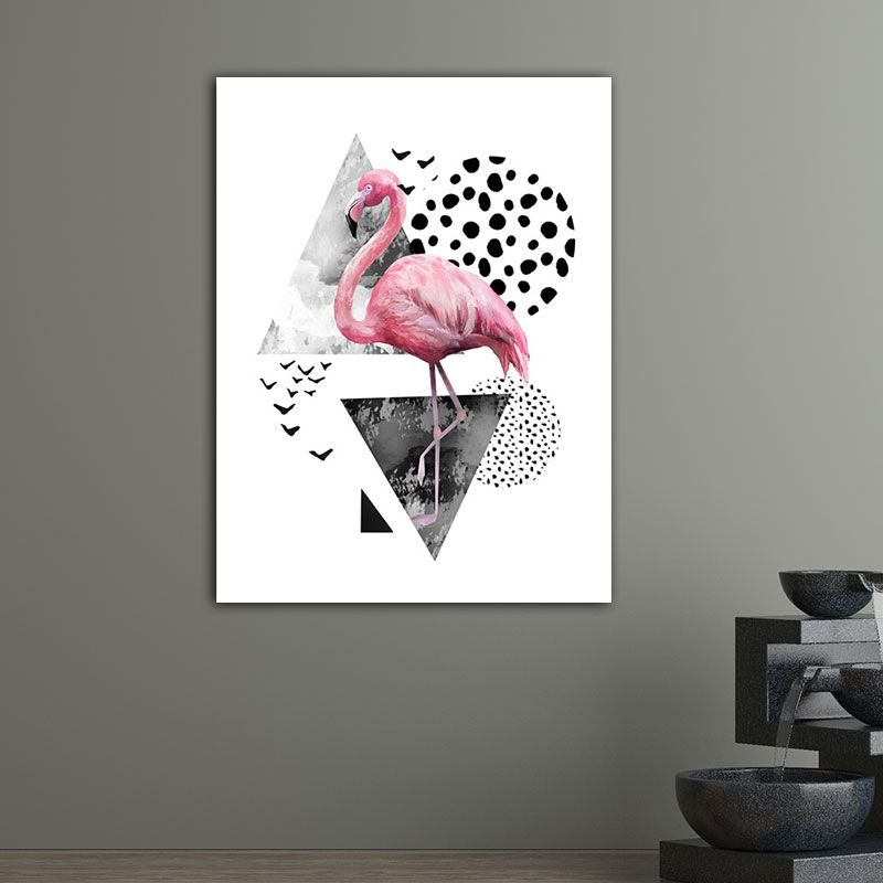 Tropics for 80s Wrapped Canvas Flamingo and Geometry Pink Wall Art Prints, Multiple Sizes