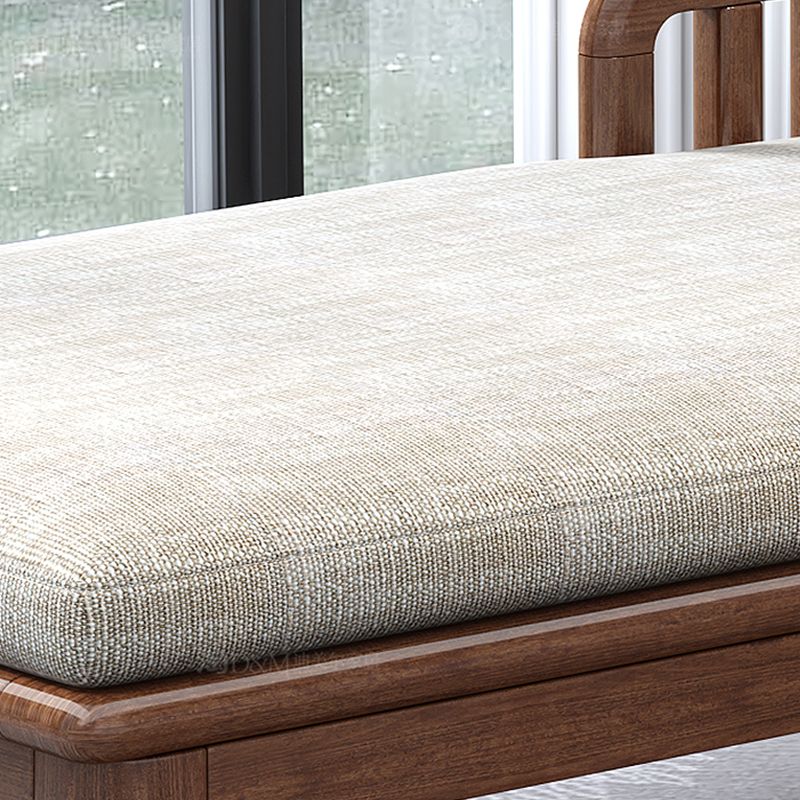 Walnut Slipcovered Cotton Blend Chaise Lounge Couch with Square Arms