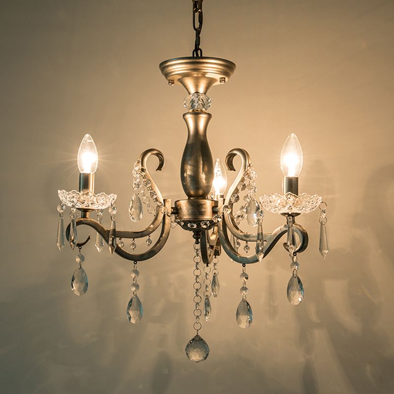 Sous-crusstal en argent vieilli candélabre 3-Bulbe Chandelier suspendu traditionnel