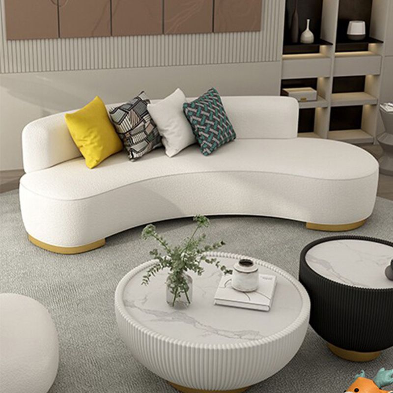 Contemporary Wool Sofa Armless Tight Back Sofa in Beige For Living Room