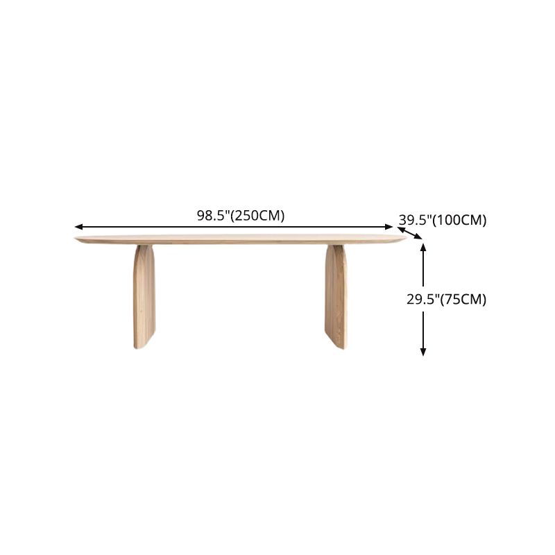 Ovaal dubbele voetstuk moderne tafel massief hout vaste tafel voor thuisgebruik
