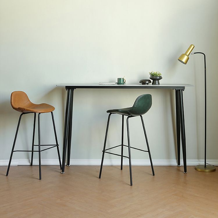 Industrial Rectangle Bar Dining Table Stone Top Bar Table with 4 Legs